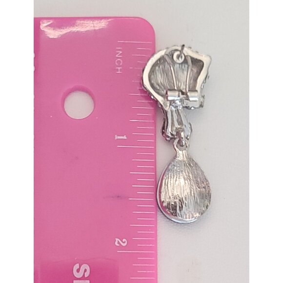 Panther Rhinestone Blue Lucite Dangle  Pierced Lever Back Earrings, K256 - Picture 7 of 9